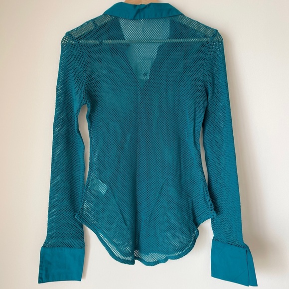 NEW Free People Siggi Button Down Shirt In Crystal Teal Blue - Picture 6 of 14